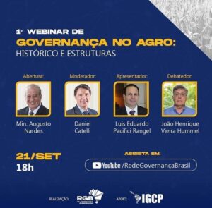 RGB promove debate sobre governança na agropecuária nesta terça-feira